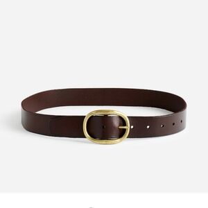 Madewell coffee bean Oval-Buckle Distressed Leather Belt